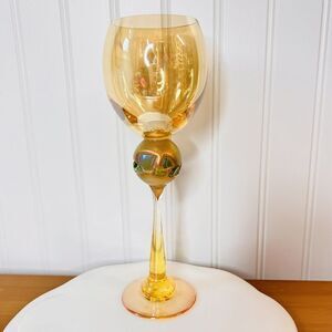 BRI’ONI BRIONI Fine Hand Made Wine Glass Goblet  Iridescent Marigold 9.75